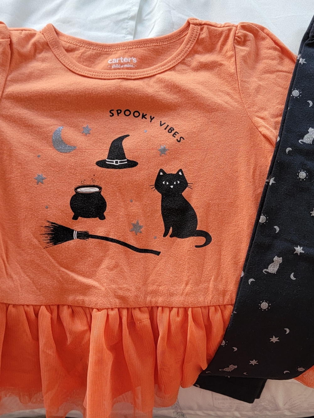 Carter's Orange 'Spooky Vibes' Halloween Kids Shirt & Leggins